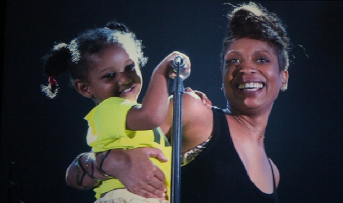 Mars Merkaba Thedford with her mother Erykah at 2012 Umbria Jazz.